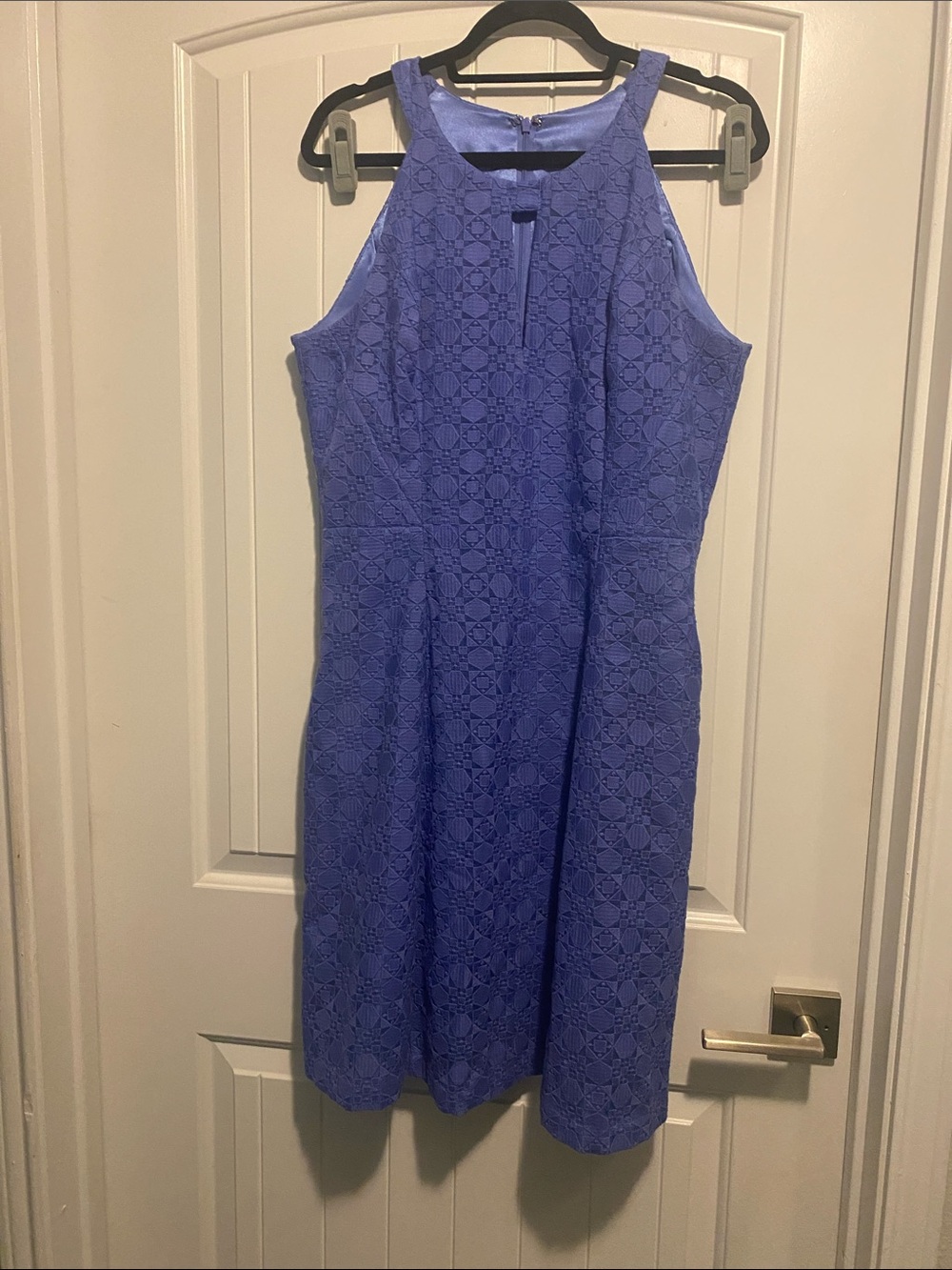 White House Black Market Periwinkle Lace Halter Fit & Flare Dress